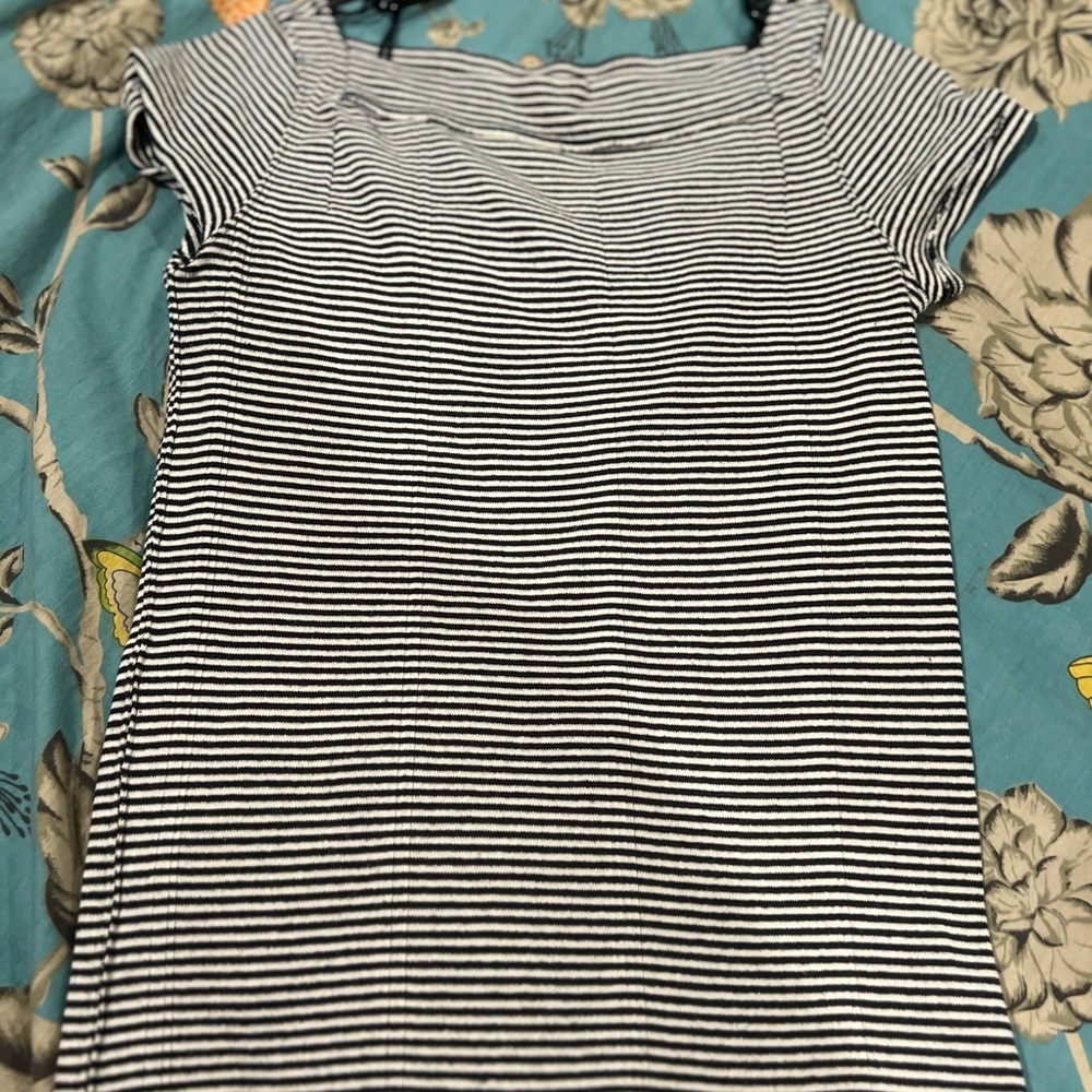 We The Free Black & White Striped Short Sleeve Tee
